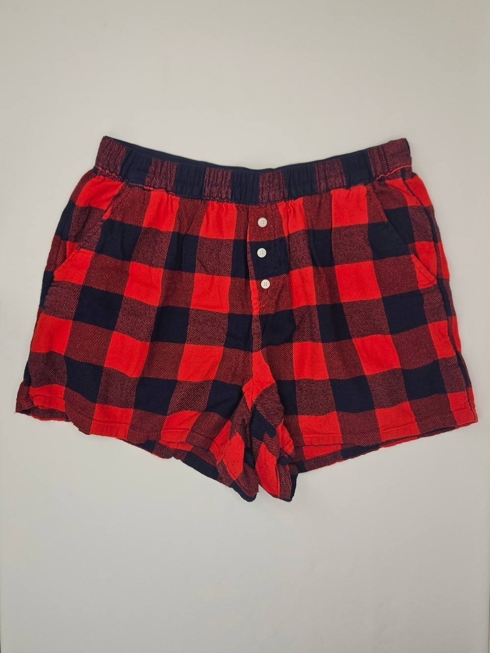 Aerie Buffalo Plaid Sleep Shorts Red Black Flannel Pajama Lounge Shorts Women M